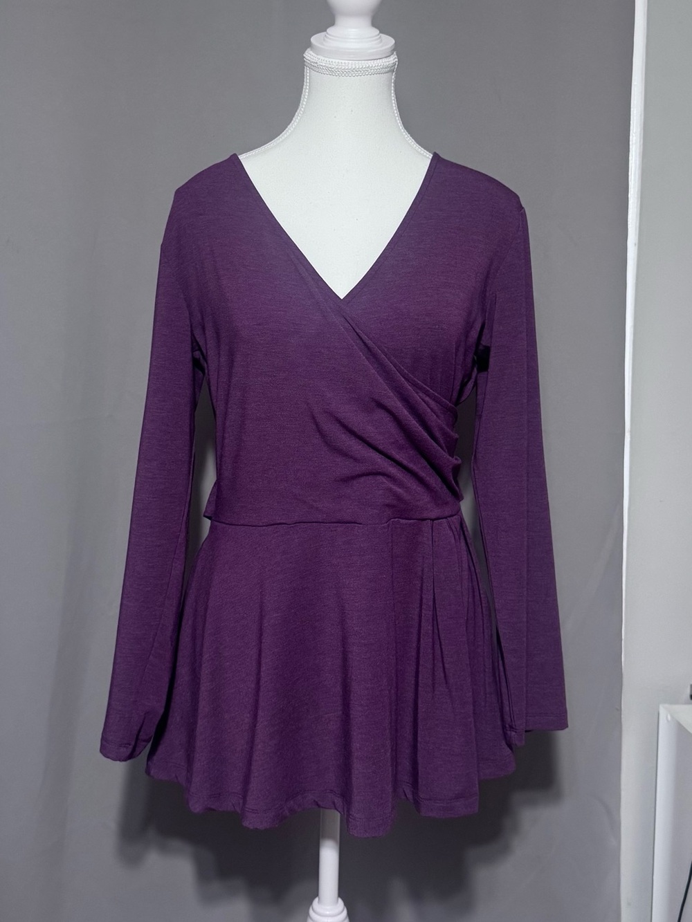 Betabrand Plum Wrap-Style Top
